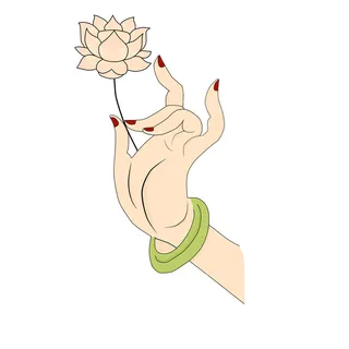 禅意佛手拈花指莲花佛珠敦煌文化线描稿国潮风元素设计模板素材