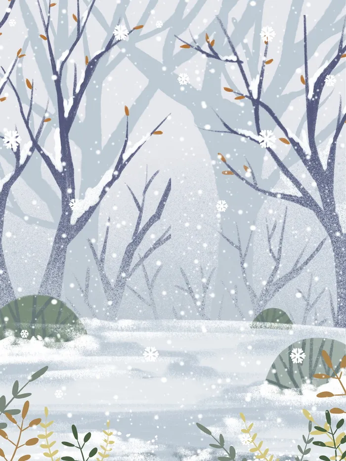 唯美小清新雪花冬天背景素材