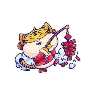 手绘2022虎年新年春节卡通老虎形象IP插画元素PSD设计素材图案 手绘2022虎年新年春节卡通老虎形象IP插画元素PSD设计素材图案