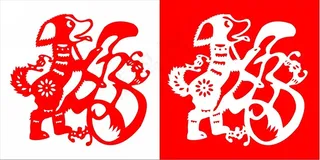 剪纸狗卡通图片