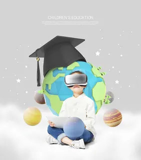 蓝色梦想教学儿童宣传海报