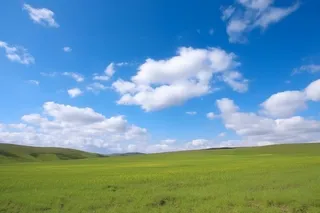 春天的蓝天白云草原很美背景图