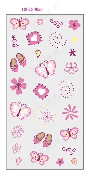 蝴蝶鞋子 卡通贴纸