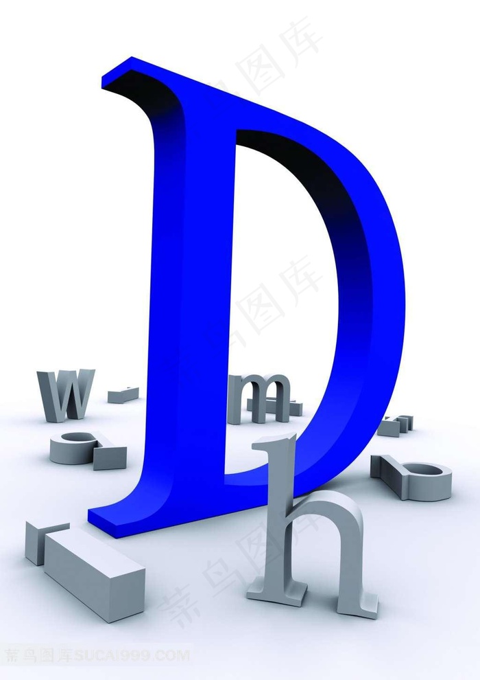 3D立体字母D背景素材