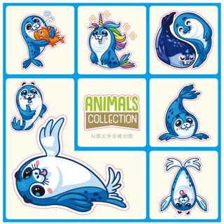 卡通动物不干胶标签贴纸
