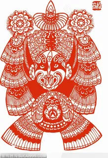 高兴的京剧的脸谱剪纸