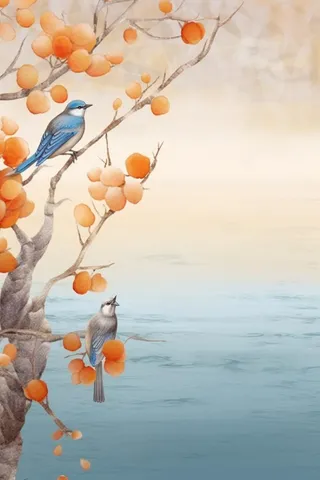 秋季落叶简约清新淡雅背景