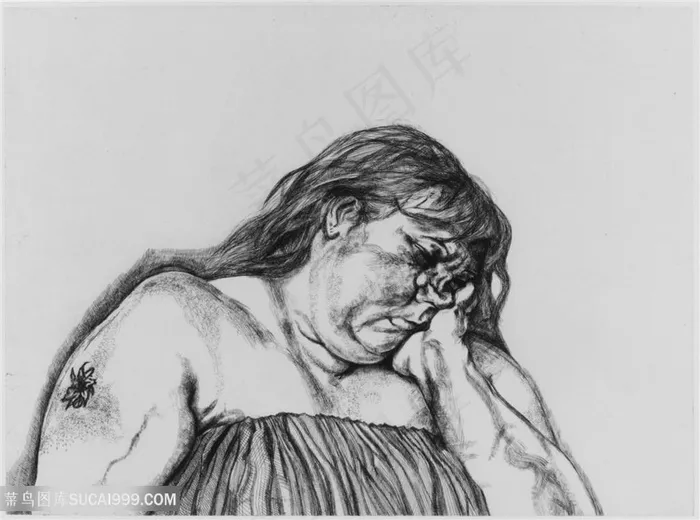 弗洛伊德手绘眼镜女性插画