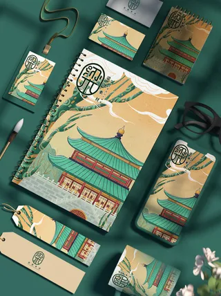 高端文创样机素材产品中国风国潮logo礼盒包装VI智能贴图PSD模板