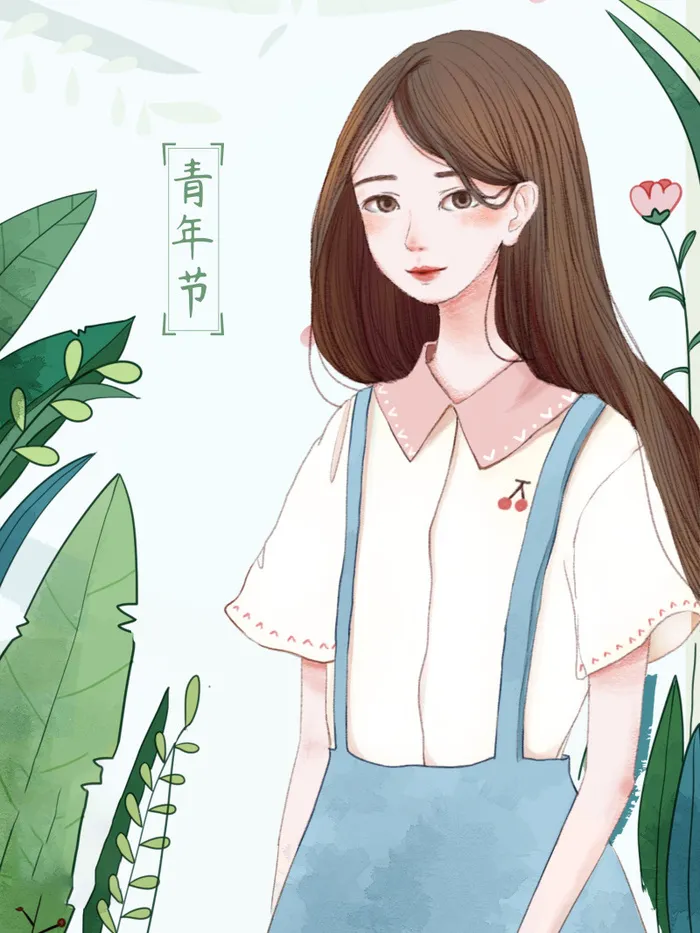 54青年海报54青年插画海报psd模版下载