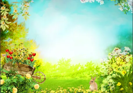 油画花卉绿色背景