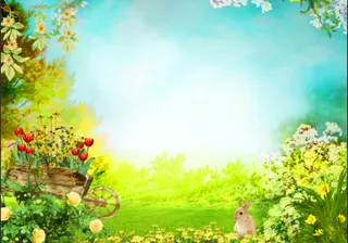 油画花卉绿色背景