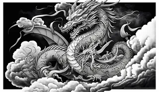 龙、生肖、节日、线条