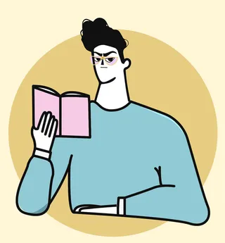  看书学生阅读学习的男人插画