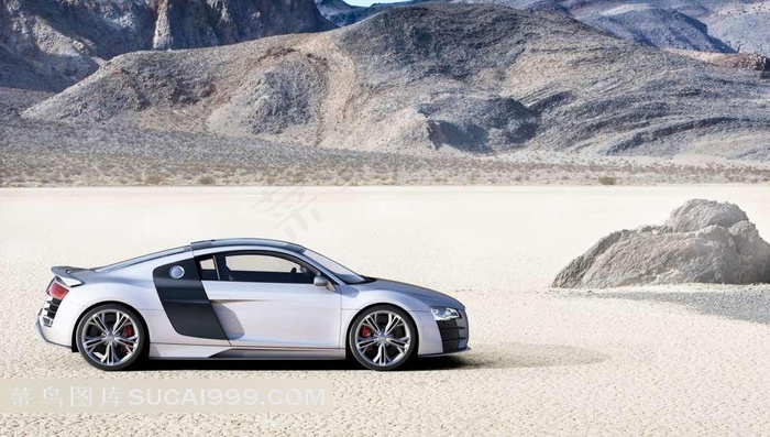 白色奥迪R8-V12-TDI汽车侧面图片