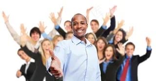 开心微笑的商务团队高清图片