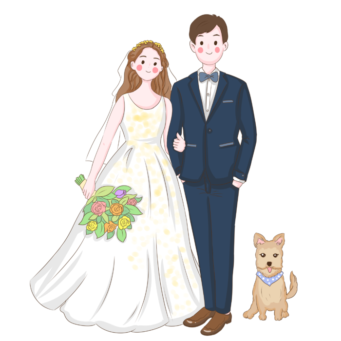 婚纱卡通人物婚礼白纱结婚婚纱摄影手绘