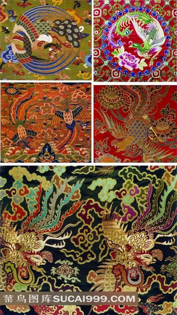 精美的凤凰图案刺绣素材