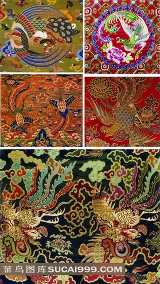 精美的凤凰图案刺绣素材