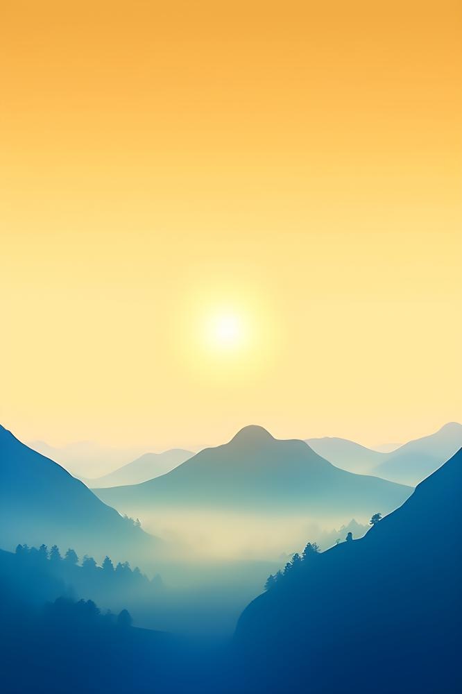 山脉蓝天渐变大气背景