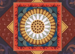 复古中式国潮风敦煌花纹装饰图案花卉藻井肌理圆形边框素材