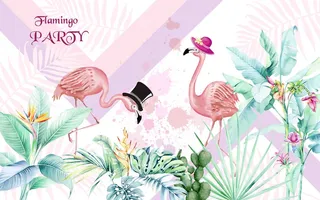 北欧卡通动物背景墙