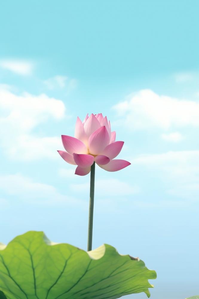 清新阳光荷花荷叶天空白云背景(896x1344)