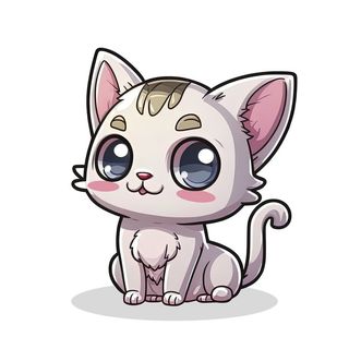 手绘卡通可爱一只猫