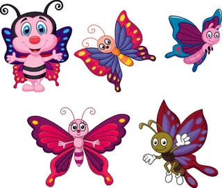 春天蝴蝶昆虫元素插画