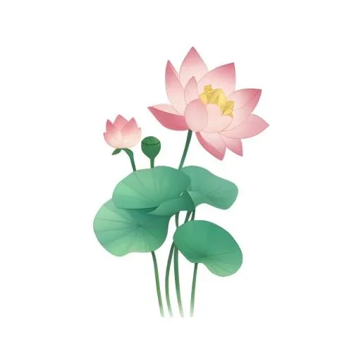荷叶荷花莲蓬免抠(2048x2048)