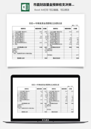 市直财政基金预算收支决算总表excel模板