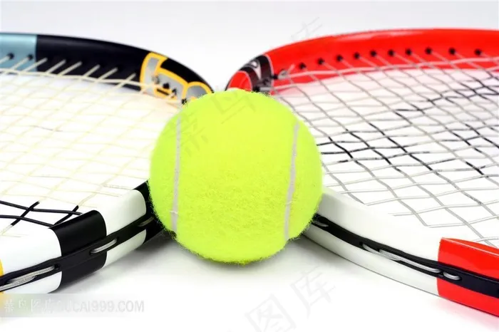 网球与球拍近景特写摄影高清图片下载