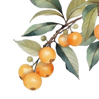 枇杷树水彩插画元素