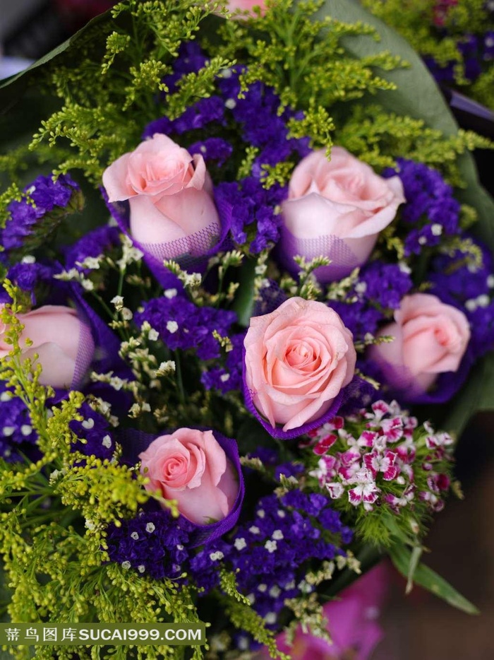 高清粉色玫瑰花花束写真图片下载