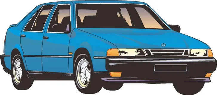 蓝色简约风汽车面包车矢量图素材
