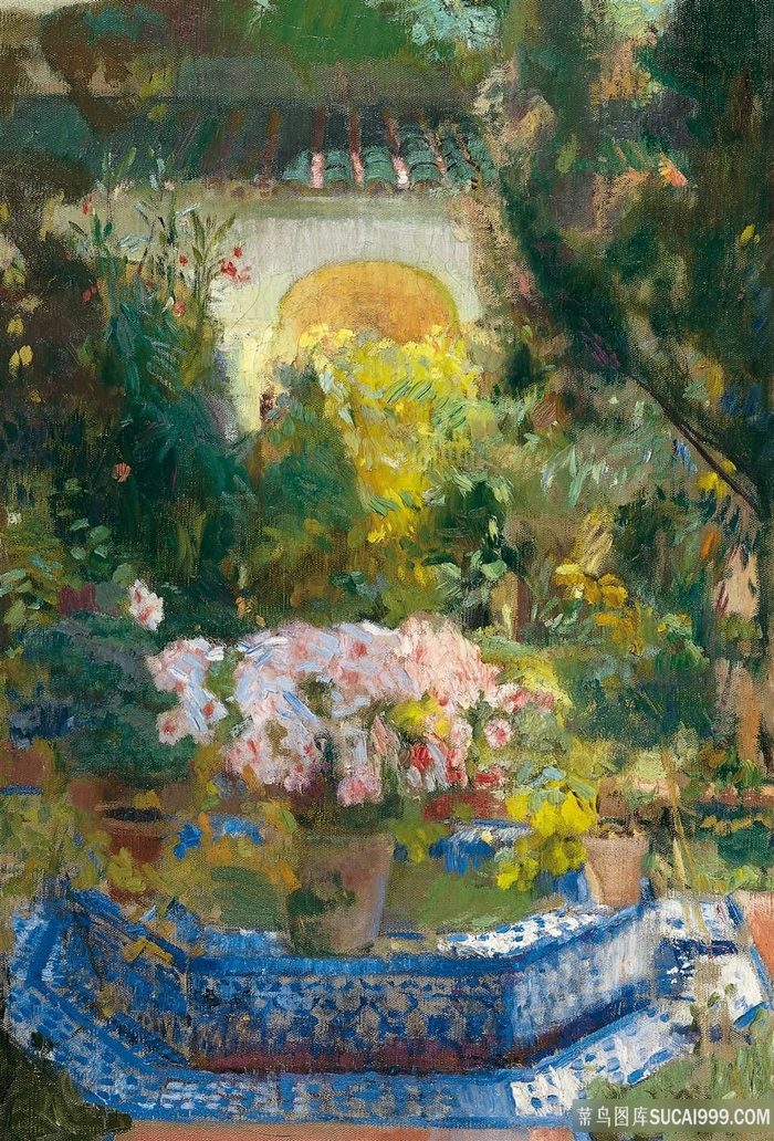 露台，索罗拉之家油画图片