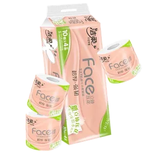 洁柔 Face 立体压花 四层 10卷／提超市商品白底图免抠实物摄影png格式图片透明底