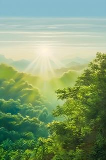 山脉树林光照意境背景