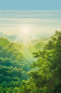 山脉树林光照意境背景