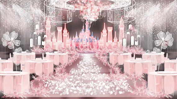梦幻唯美粉色系城堡婚礼效果图 梦幻唯美粉色系城堡婚礼效果图