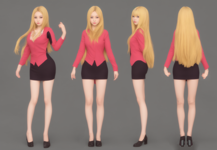 职业装女人3D建模参考图