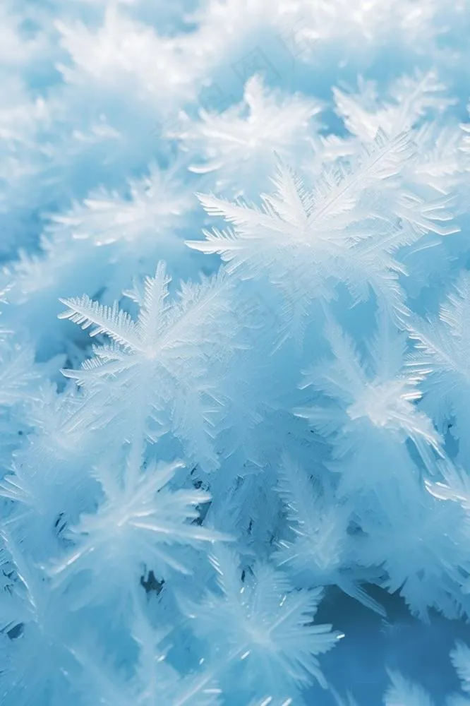雪花冰花蓝色清新背景(896x1344)