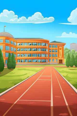 学校建筑草坪扁平背景