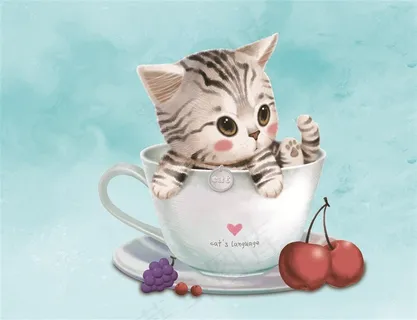 茶杯猫装饰画