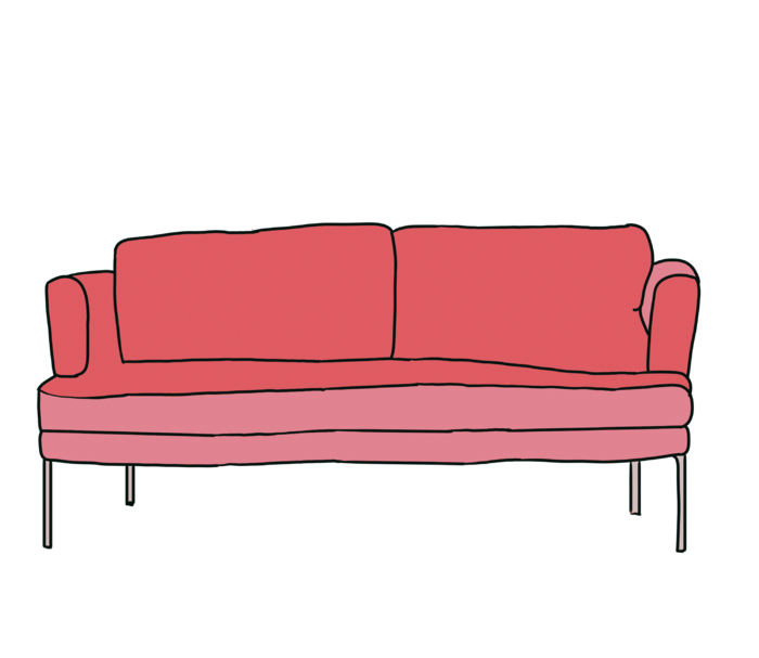 红色卡通手绘沙发