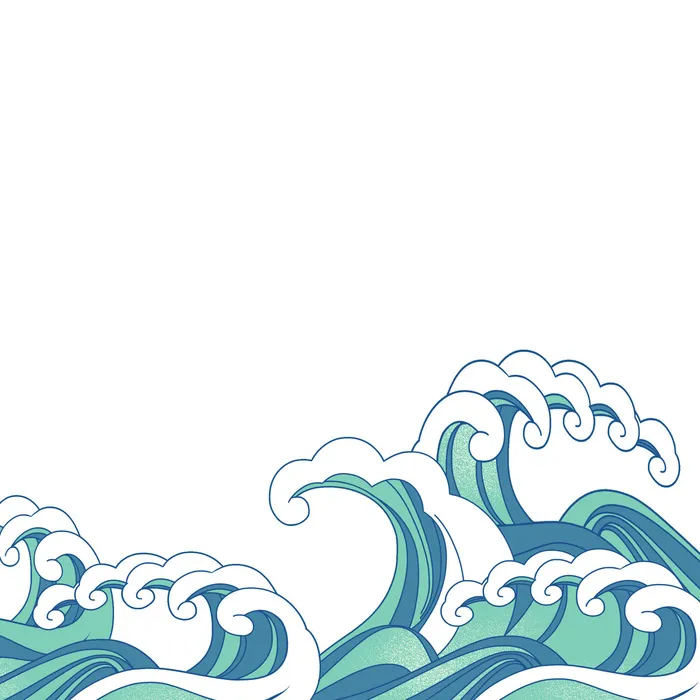 中国风国潮插画海浪波浪背景装饰浪花图案元素