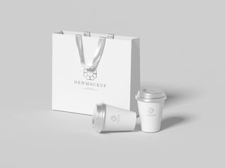 手提袋纸杯品牌logo提案样机