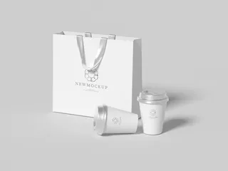 手提袋纸杯品牌logo提案样机