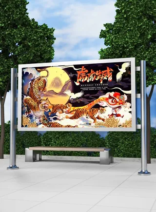 2022新年虎年横版展板海报