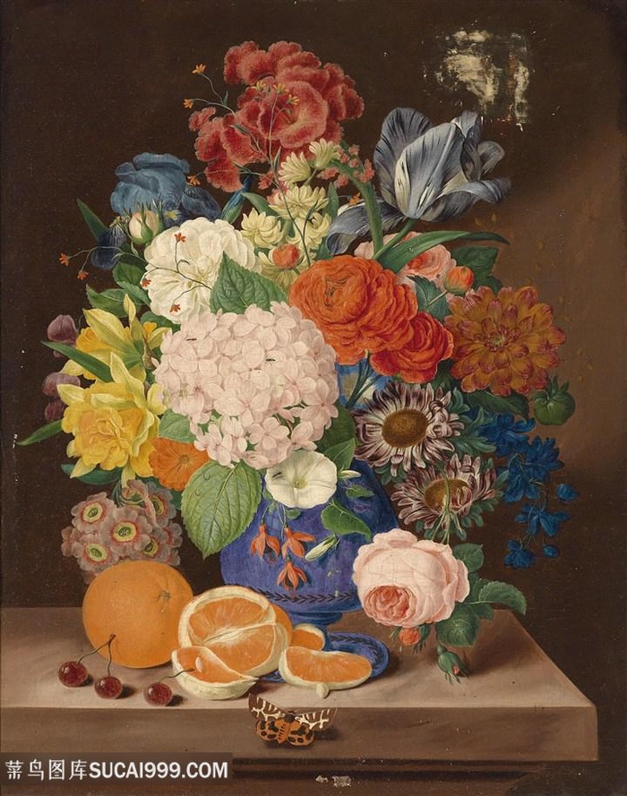 高清唯美花朵花卉橘子油画图片